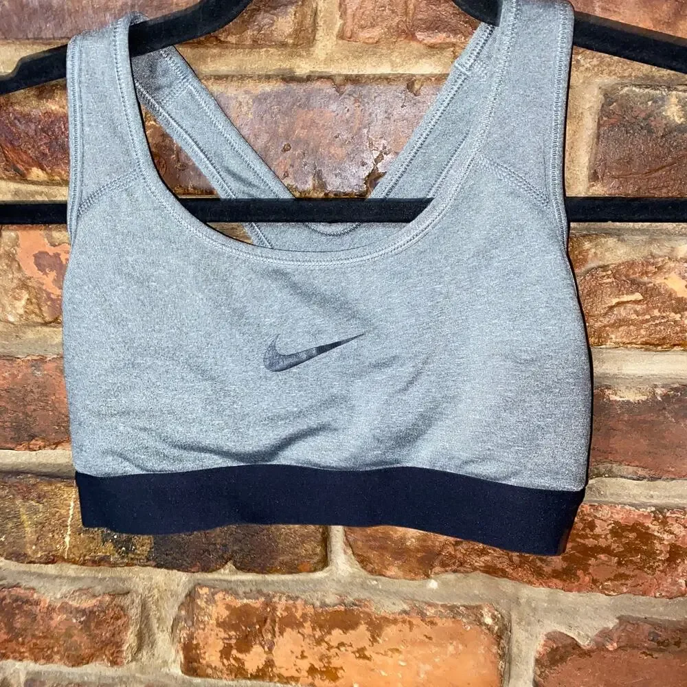Nike Pro Classic Gray Black Dri-Fit Racerback Sports Bra Women's Size XS